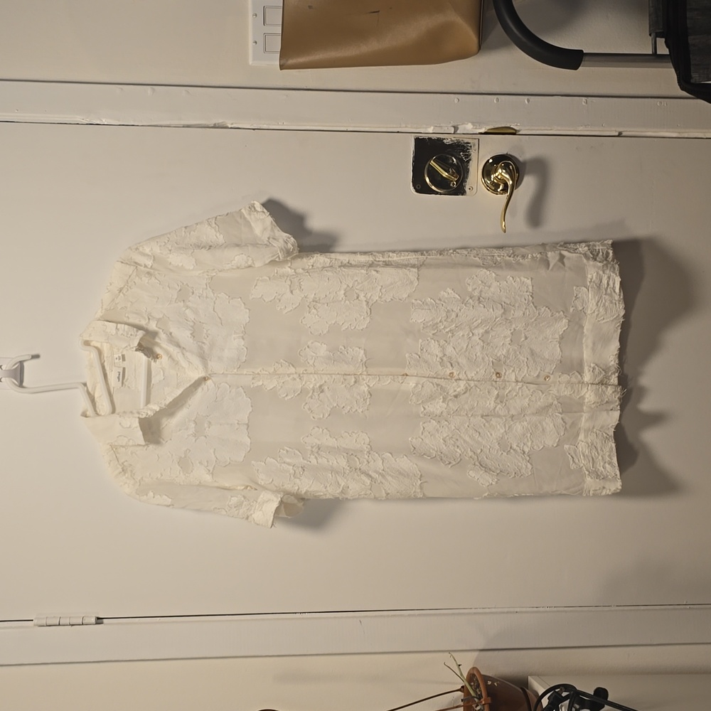 Wilfred cotton embroidered white shirt blouse